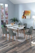 Morkese 6 Kişilik Açılır Masa Sandalye Takımı Mutfak Masası Takımı Salon Masası Yemek Masası Masa Takımı - 2