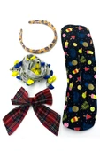 Renkli Desenli Taç Toka Bandana Set - 1