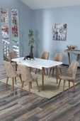 UZMHOME 80X130(Kapalı) 80X170(Açık) Yemek Odası Takımı Mutfak Masası Takımı Yemek Masası 6 Kişilik - 1