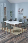 UZMHOME 80X130(Kapalı) 80X170(Açık) Yemek Odası Takımı Mutfak Masası Takımı Yemek Masası 6 Kişilik - 1