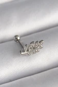 316L Çelik Gümüş Renk Zirkon Taşlı Dal Tragus Piercing - TJ-PR1259 - 1