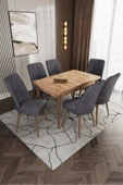 UZMHOME Retro Çam 80X130 Açılabilir Yemek Masası, Yemek Masa Takımı, 6 Kişilik Masa Sandalye - 1