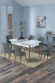 UZMHOME 80X130(Kapalı) 80X170(Açık) Yemek Odası Takımı Mutfak Masası Takımı Yemek Masası 6 Kişilik - 2