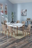UZMHOME 80X130(Kapalı) 80X170(Açık) Yemek Odası Takımı Mutfak Masası Takımı Yemek Masası 6 Kişilik - 2