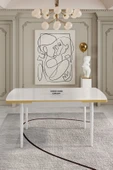 UZMHOME Açılabilir Mdf Masa Takımı 6 Kişilik Baby Face Kumaşlı Sandalyeli - 3