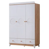 Gardırop, Alvin 3 Kapaklı Çekmeceli Dolap - Ceviz thumbnail 3