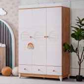 Gardırop, Alvin 3 Kapaklı Çekmeceli Dolap - Ceviz thumbnail 1