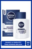 NIVEA MEN Erkek Tıraş Sonrası Balsam 100ml Protect&Care, Onarıcı, Yenileyici, Tahriş Önleyici, E Vitamini - 1