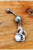 Çelik Zirkon Taşlı Göbek Piercing - 1