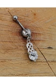 Çelik Zirkon Taşlı Göbek Piercing - 1