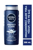 NIVEA Men Protect&Care Duş Jeli 500 ml, 3'ü 1 Arada Komple Bakım, Vücut, Saç ve Yüz için - 1