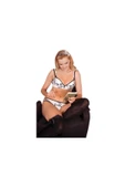 Chezmom Chezelle Lingerie Organik Desenli Emzirme Takımı-siyah C100 8586-1286 - 1