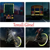 Gece Parlayan Yapışkanlı Reflektörlü 5 cm Fosforlu Reflektif İkaz Bandı 1 Metre Florasan Şerit Bant - 4