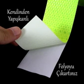 Gece Parlayan Yapışkanlı Reflektörlü 5 cm Fosforlu Reflektif İkaz Bandı 1 Metre Florasan Şerit Bant - 5