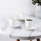 GÜRAL PORSELEN Sedef 2 Parça Tek Kişilik Çay Fincanı Mat Altın File thumbnail 1