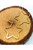 Çelik Gold Renk  Yıldız Figürlü  Küpe Çap 4 cm - 1