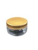 50ml şeffaf cam krem kavanozu gold kapaklı, 12 adet, kozmetik kavanoz,krem kavanozu, cam kavanoz - 1