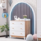 Perla Meşe Çocuk Odası, Ceviz Perla 3 Kapaklı Dolap Şifonyer Perla Karyola - 3