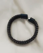 Bileklik Hakiki Deri Örgü Unisex (20.3 cm) Boncuklu Bilezik thumbnail 3