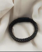 Bileklik Hakiki Deri Örgü Unisex (20.3 cm) Boncuklu Bilezik thumbnail 4