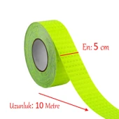 Gece Parlayan Yapışkanlı Reflektörlü 5 cm Fosforlu Reflektif İkaz Bandı 10 Metre Florasan Şerit Bant - 2