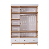 Perla Meşe Çocuk Odası, Ceviz Perla 3 Kapaklı Dolap Şifonyer Perla Karyola - 5