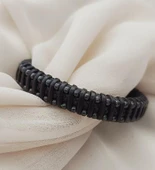 Bileklik Hakiki Deri Örgü Unisex (20.3 cm) Boncuklu Bilezik thumbnail 1