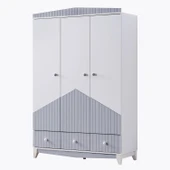 Gardırop, Fethiye 3 Kapaklı Çekmeceli Dolap - Gri - 2