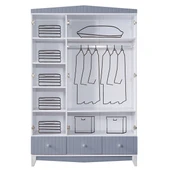 Gardırop, Fethiye 3 Kapaklı Çekmeceli Dolap - Gri - 3