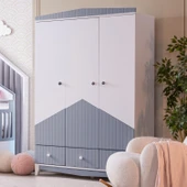 Gardırop, Fethiye 3 Kapaklı Çekmeceli Dolap - Gri - 1