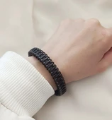 Bileklik Hakiki Deri Örgü Unisex (20.3 cm) Boncuklu Bilezik thumbnail 2