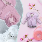 Doğal Yünden Kürklü %100 Organik Pamuk Astarlı Örgü Çok Şık Kız Bebek Hırka - 5