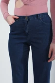 Kadın Beli Lastikli Likralı Esnek Jean Pantolon Koyu Mavi - 8