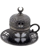 Sena Yonca Desenli Porselenli 4 Parça Kalay Renk Fincan - 1