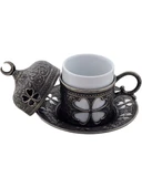 Sena Yonca Desenli Porselenli 4 Parça Kalay Renk Fincan - 2