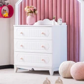 Şifonyer, Flower 3 Çekmeceli Şifonyer - Pembe - 1