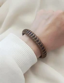 21 cm Bileklik Hakiki Deri Örgü Unisex Kahverengi Bilezik thumbnail 2