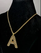 Zirkon Taşlı "A" Harfli Renkli Kolye - 1