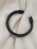 Bileklik Hakiki Deri Örgü Unisex (20.5 cm) Boncuklu Bilezik - 3