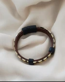 Bileklik Hakiki  Deri Örgü Unisex 21 cm Bilezik thumbnail 4