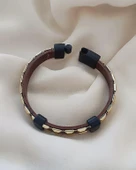 Bileklik Hakiki  Deri Örgü Unisex 21 cm Bilezik thumbnail 3