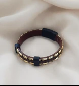 Bileklik Hakiki  Deri Örgü Unisex 21 cm Bilezik thumbnail 5