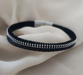 Bileklik Hakiki Deri Örgü Unisex 20.5 cm Cam Nazar Boncuklu Bilezik Takı Aksesuar thumbnail 3