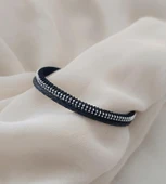 Bileklik Hakiki Deri Örgü Unisex 20.5 cm Cam Nazar Boncuklu Bilezik Takı Aksesuar thumbnail 1