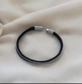 Bileklik Hakiki Deri Örgü Unisex 20.5 cm Cam Nazar Boncuklu Bilezik Takı Aksesuar thumbnail 5