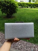 Saten Çapraz Sıra Taşlı Lüks Abiye Çanta - 2