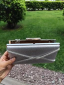 Saten Çapraz Sıra Taşlı Lüks Abiye Çanta - 1