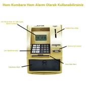 Monozone Şifreli Kumbara ATM Şekilli Eğitici Hesap Makinesi Sesli Komut LCD Ekran Saat Takvim Alarm - 11