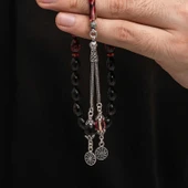 Gümüş Püskül Sıkma Kehribar Tesbih - 3