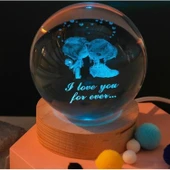 Dekoratif Öpüşen Sevgili Tasarımlı Ahşap altlıklı Işıklı Cam Küre Büyük Boy TG-53-vice/(1395) 2483 - 1